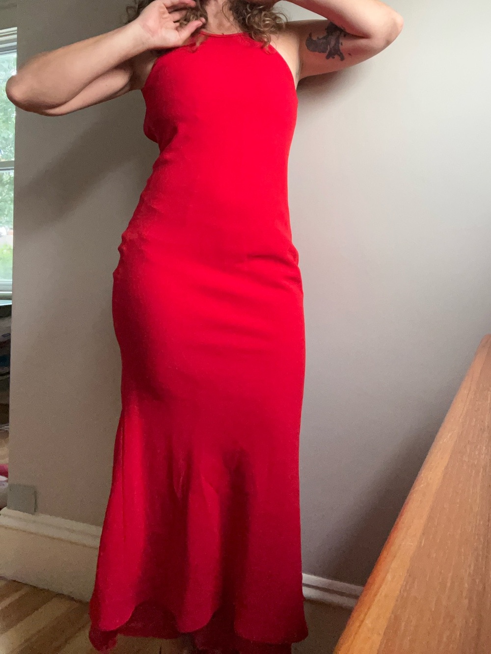 Vintage Red Open-Back Women's Dress